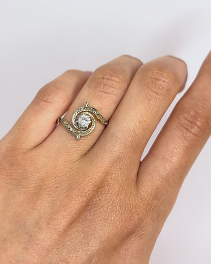 Art Nouveau Style Tourbillon Ring 0.41 Carat Diamonds "Jane"
