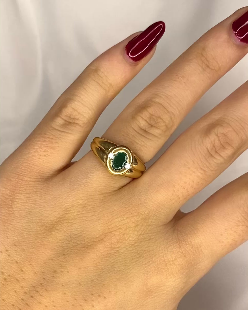 Bague Jonc Émeraude &amp; Diamants &quot;Carmélia&quot;