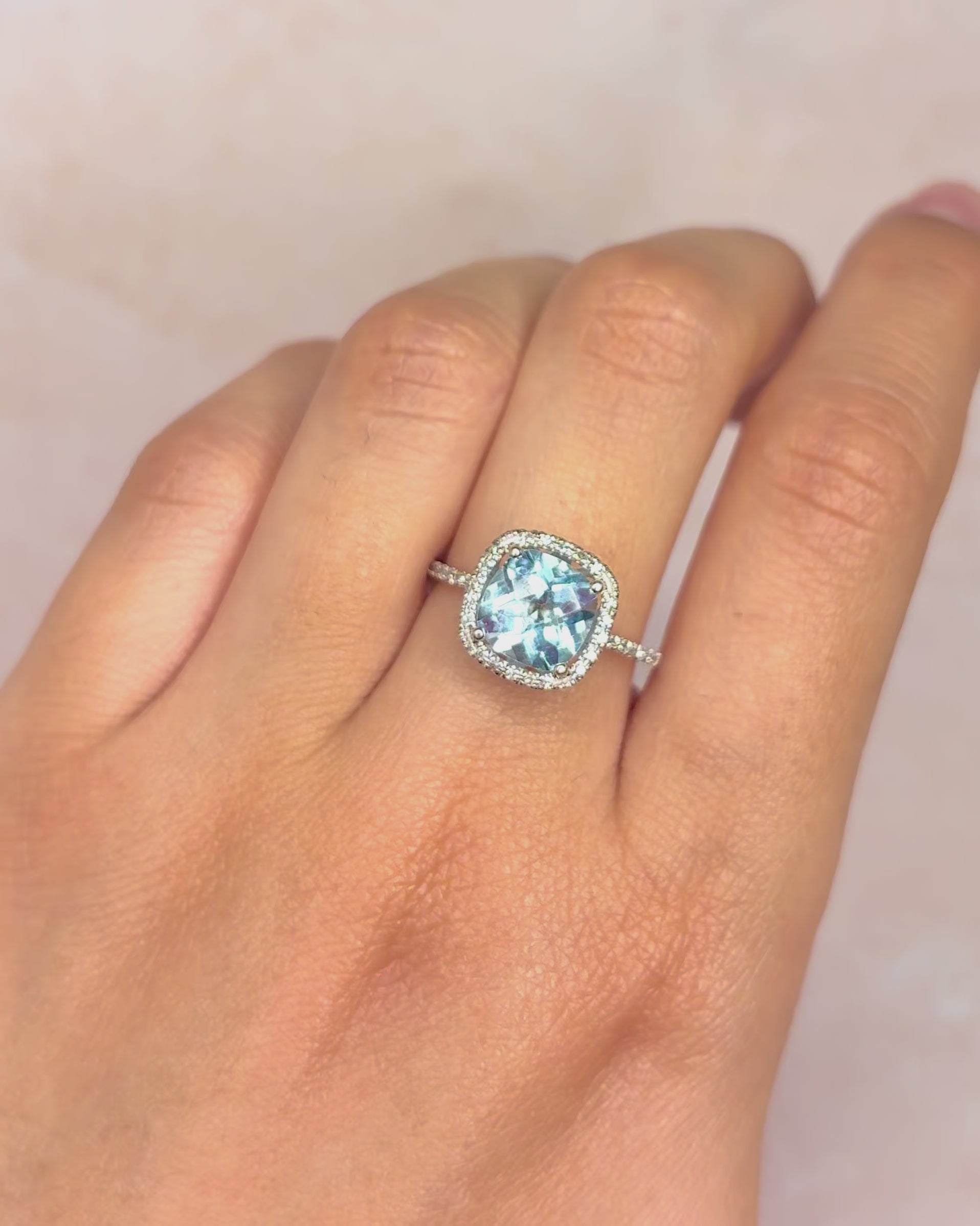 Solitaire Aquamarine Ring 1.68 carat &amp; Diamonds "Martha"