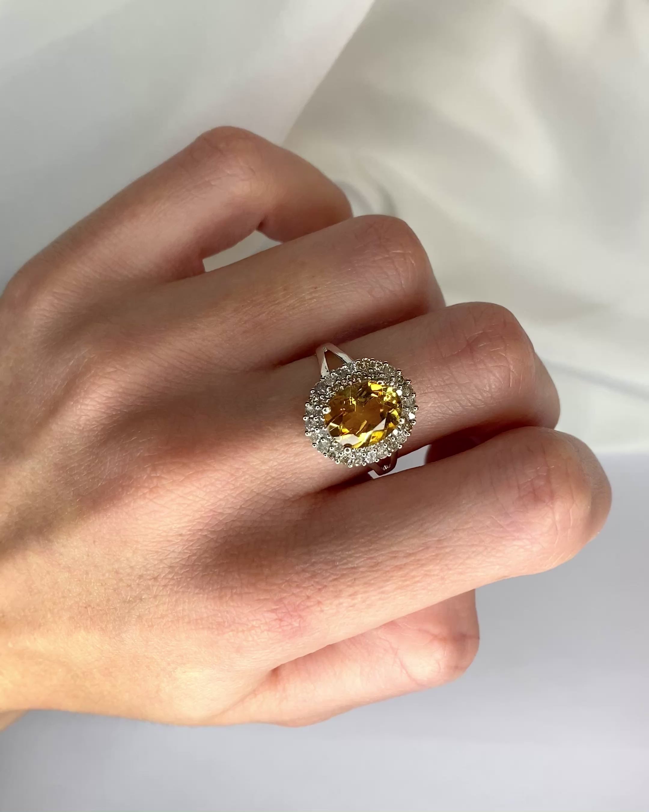 Bague Marguerite Citrine 2.84 carats &amp; 48 Diamants "Sol"