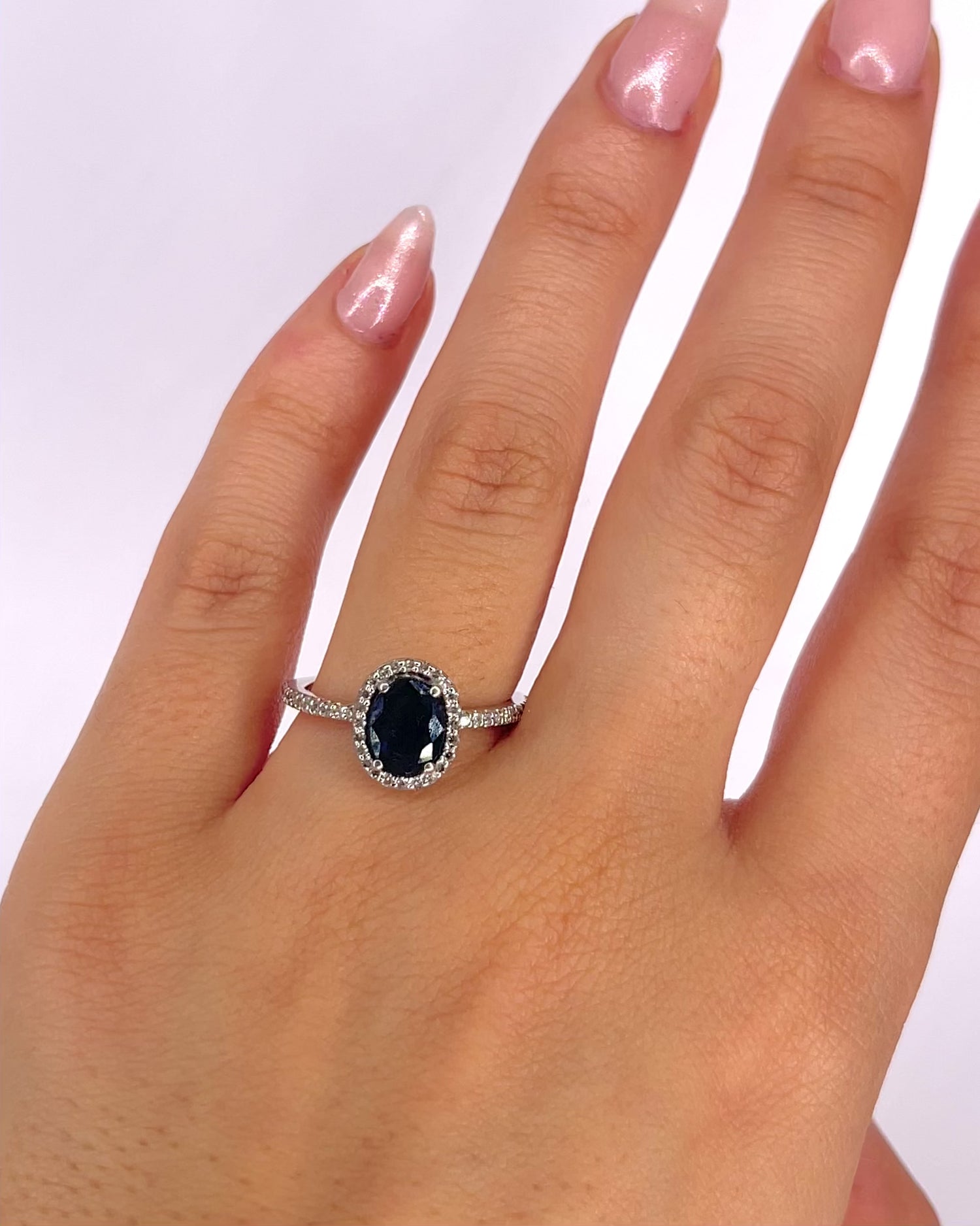 Bague Solitaire Saphir 1.70 carat &amp; Diamants 0.48 carat "Clothilde"