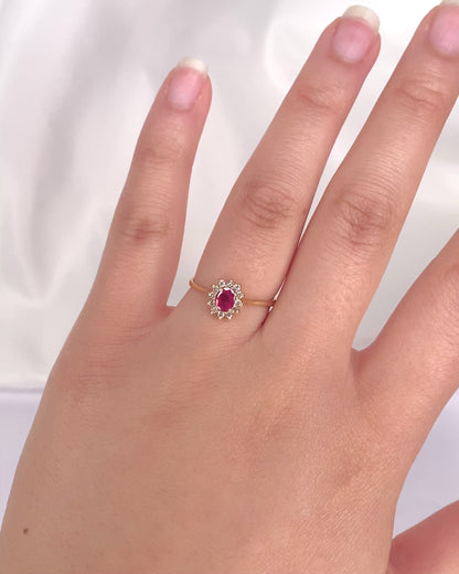 Marguerite Ruby 0.40 Carat &amp; 12 Diamonds Ring "Edwina"