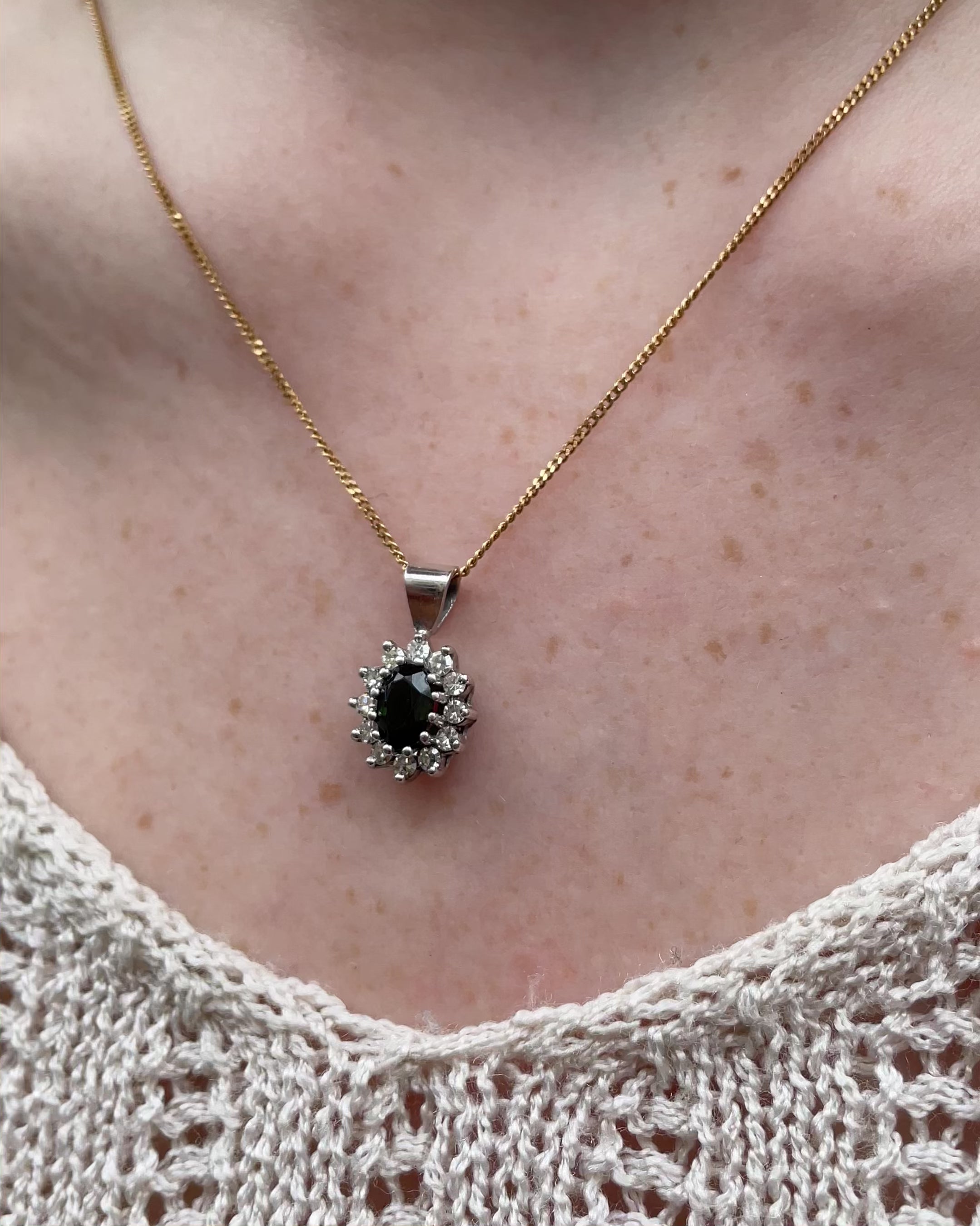 Pendentif Marguerite Tourmaline 0.80 carat &amp; Diamants &quot;Naomi&quot;