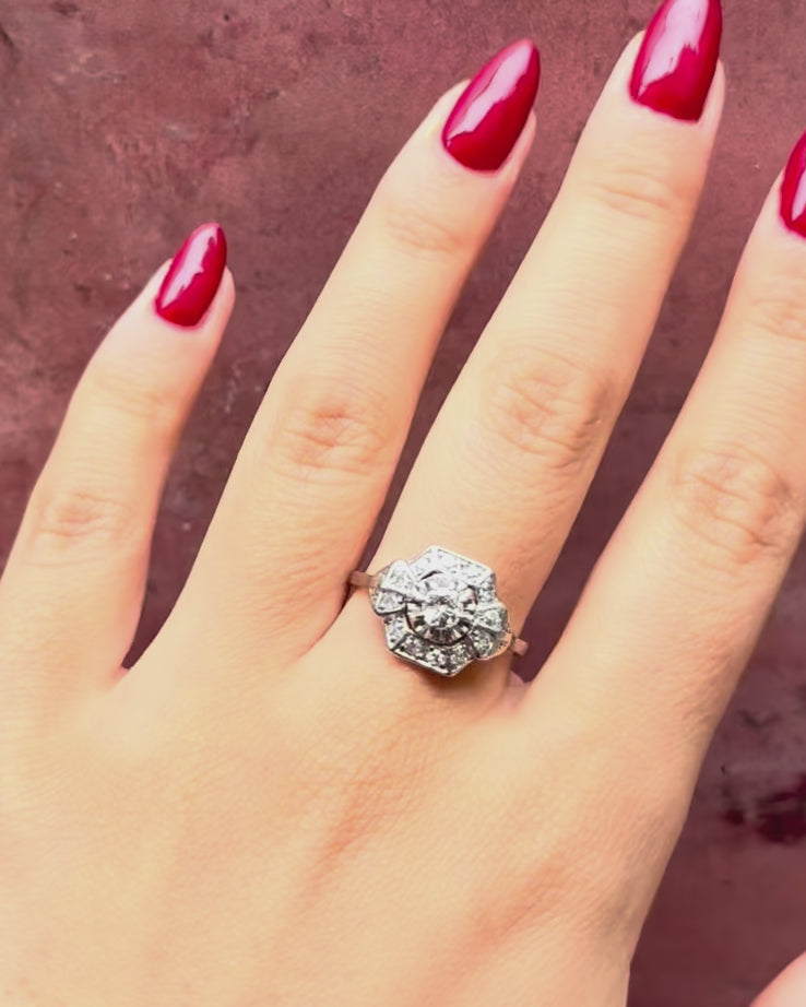 Anillo Art Déco de diamantes de 0,37 quilates «Germain»