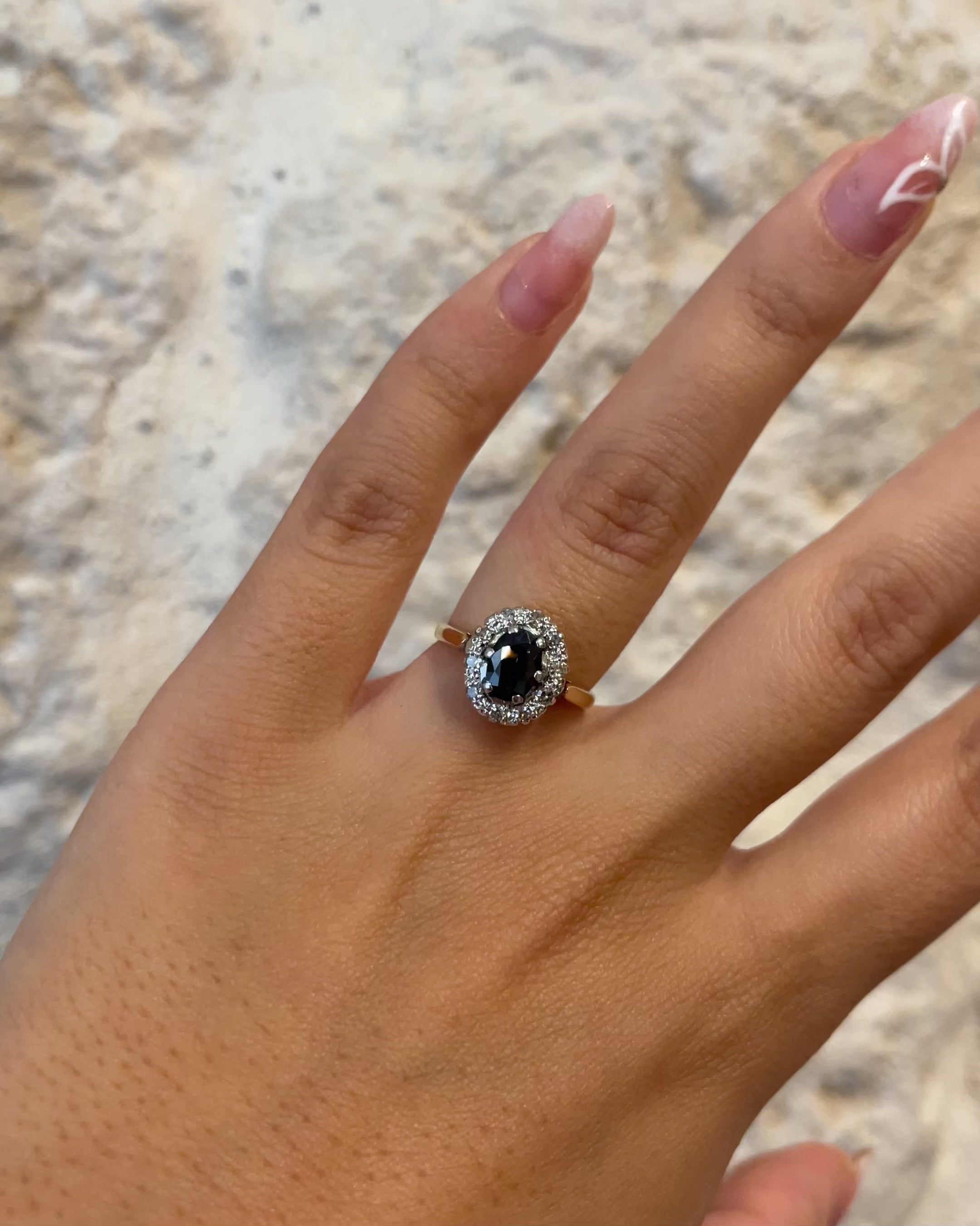 Bague Marguerite Saphir 1.30 carat &amp; Diamants "Maria"