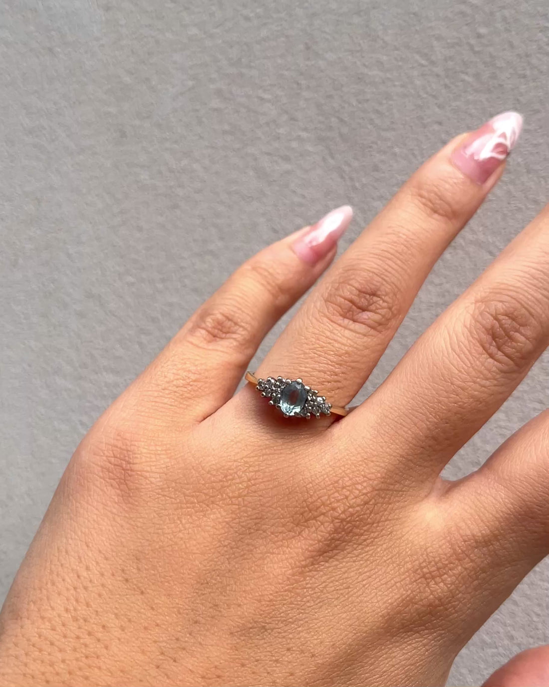 Bague Trilogie Aigue-Marine &amp; Diamants &quot;Aryelle&quot;