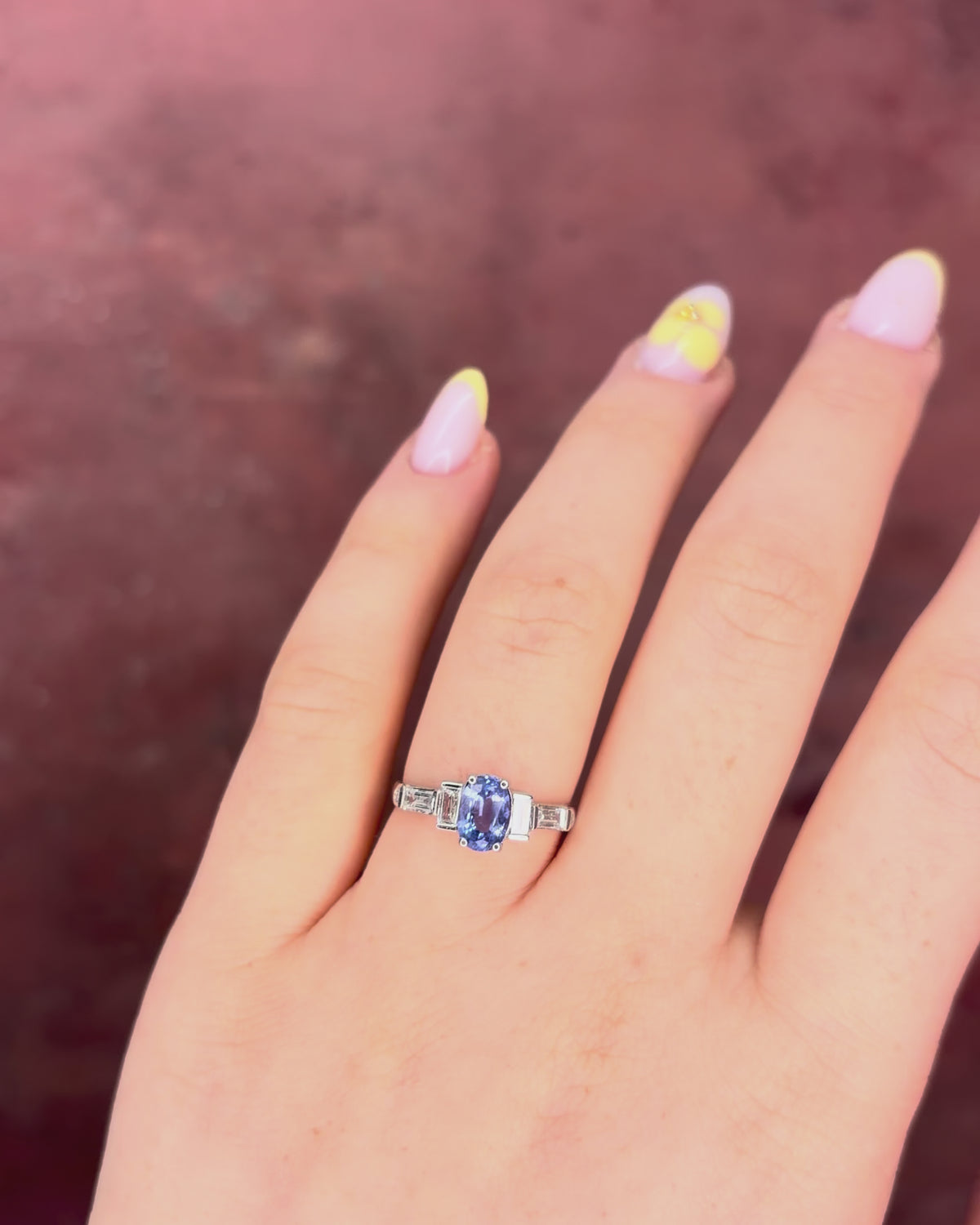 Fanny 1-carat Cornflower Sapphire Trilogy Ring &amp; 0.42-carat Diamonds