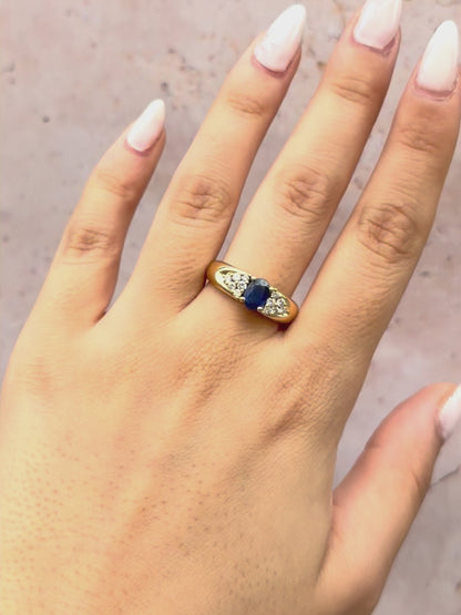 Anillo Trilogía Banda Zafiro 1 quilate y Diamantes 0,48 quilates "Ornella"