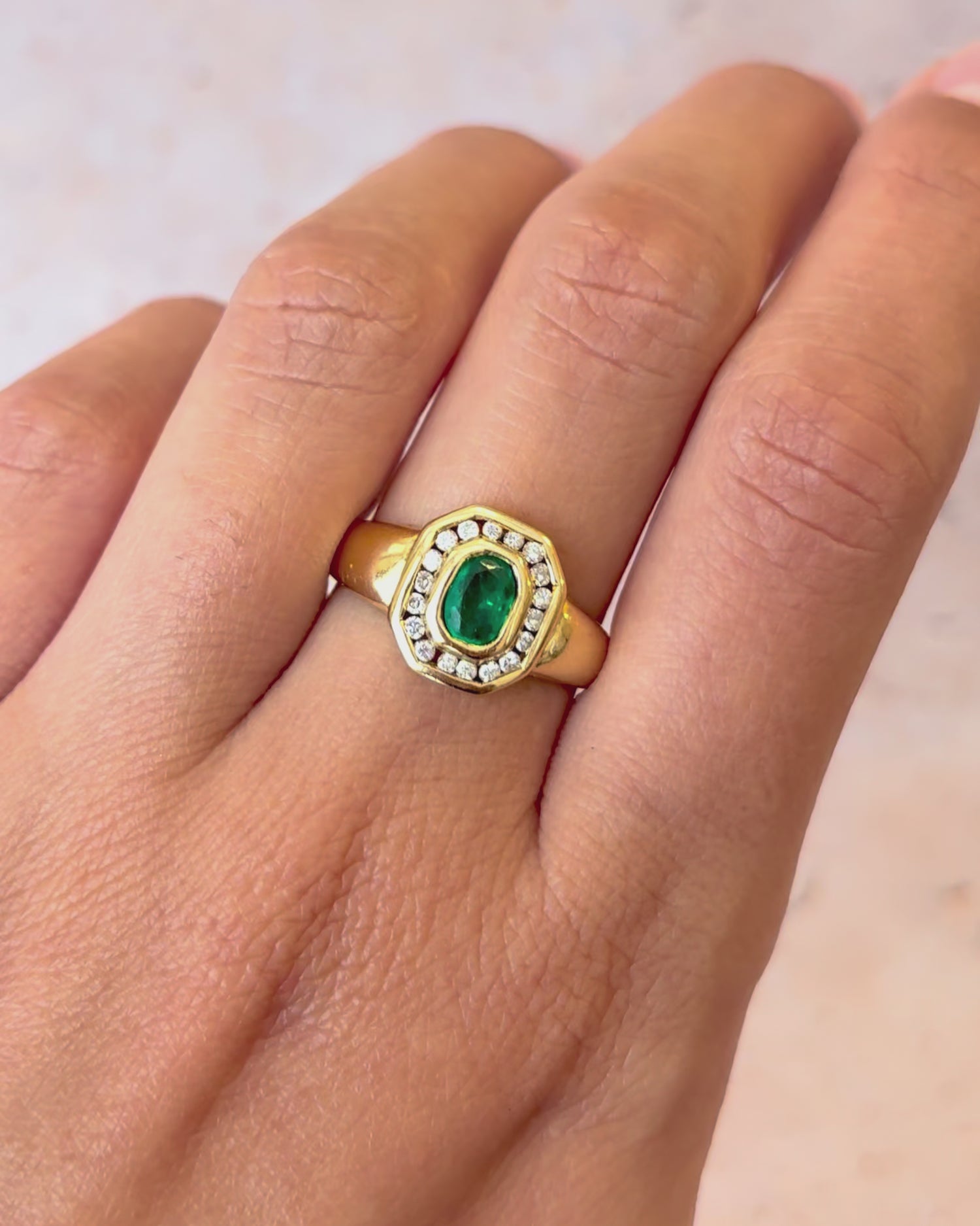 Bague Style Art-Déco Émeraude &amp; Diamants "Eva"