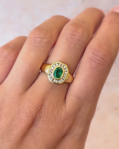 Bague Style Art-Déco Émeraude &amp; Diamants "Eva"
