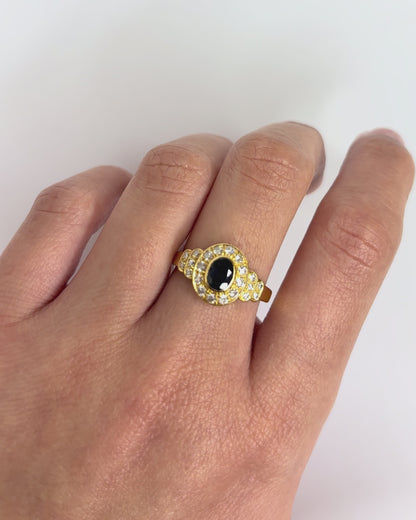 Bague Style Art déco Saphir 0.60 carat &amp; 22 Diamants "Gina"