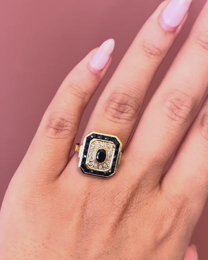 Anillo de estilo art déco con zafiros de 1.7 quilates y diamantes, 6.6 g, «Josephine»