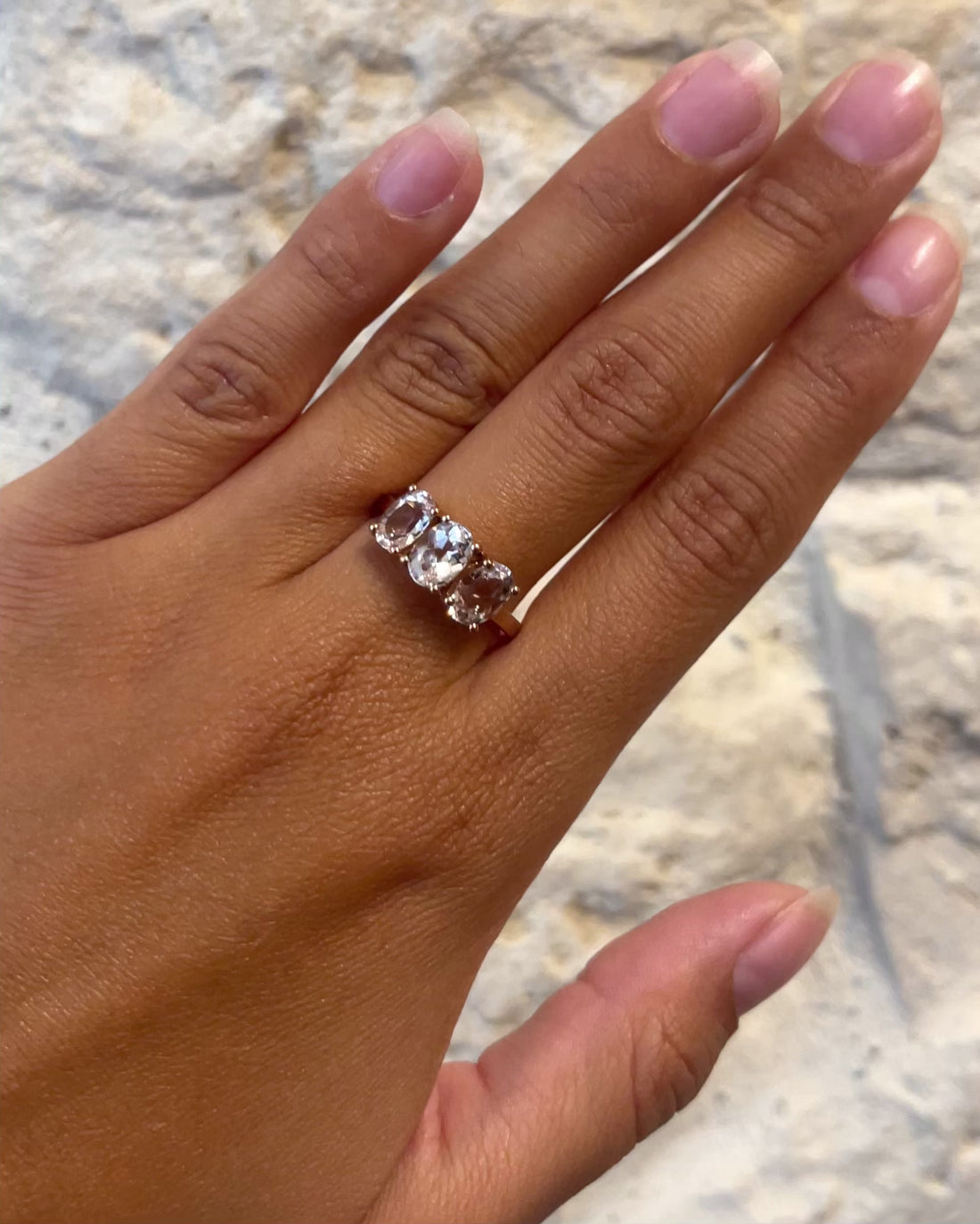 Bague Trilogie Morganite 2.66 carats &quot;Olina&quot;