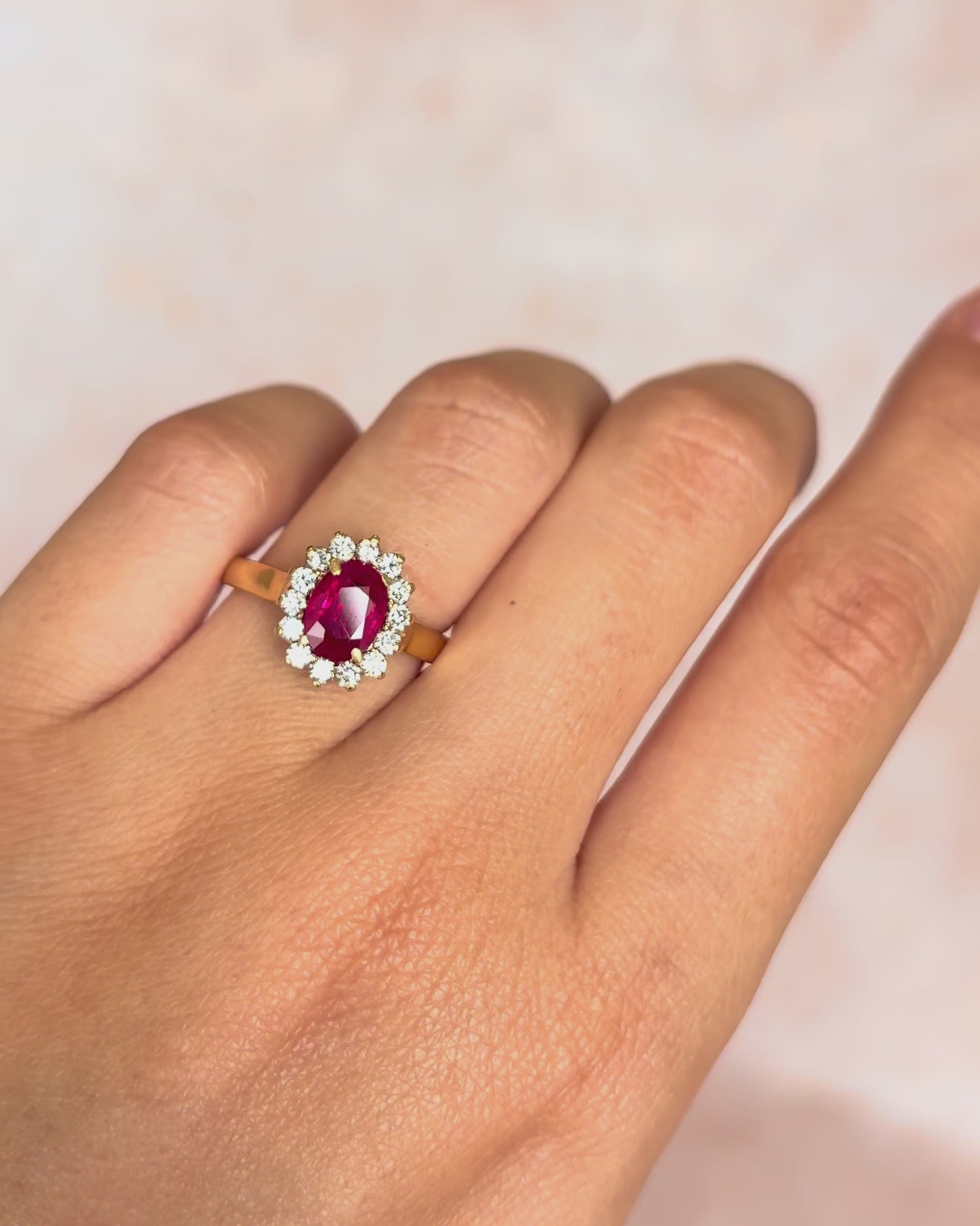 “Synthia” 1-carat Ruby &amp; 0.28-carat Diamond Daisy Ring