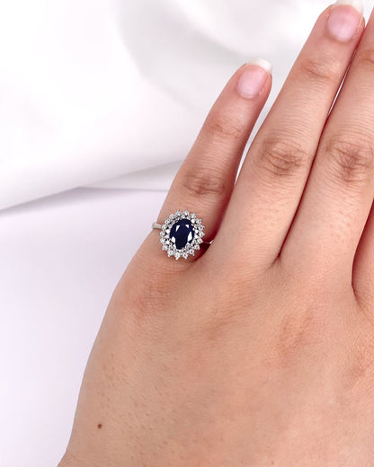 Bague Marguerite Saphir 1.50 carat &amp; Diamants 0.36 carat "Coraline"