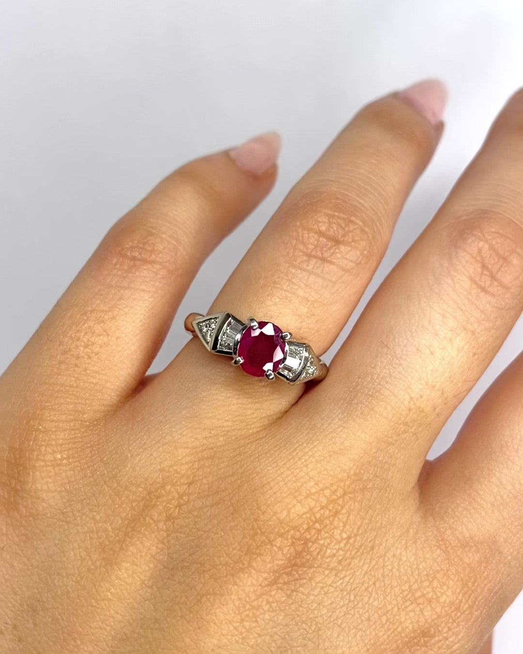 Trilogy Ring Burmese Ruby 1.02 carat &amp; Diamonds 0.23 carat "Sina"