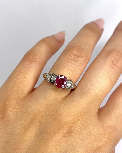 Trilogy Ring Burmese Ruby 1.02 carat &amp; Diamonds 0.23 carat "Sina"
