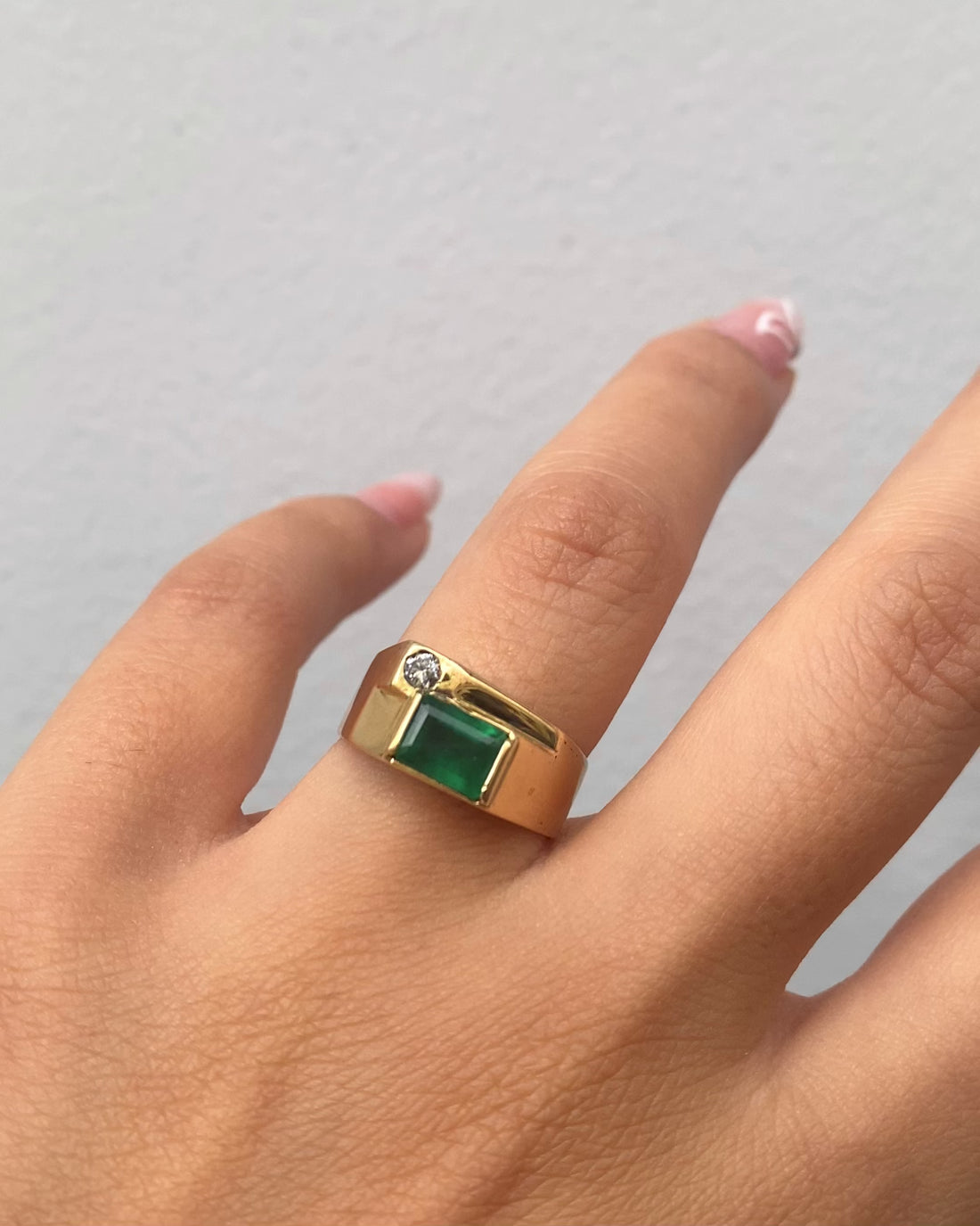 Bague Jonc Émeraude 1.10 carat &amp; Diamant &quot;Andrea&quot;