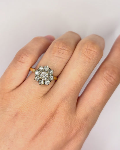 Bague Marguerite Diamants 1 carat &amp; Or 3.71g "Clara"