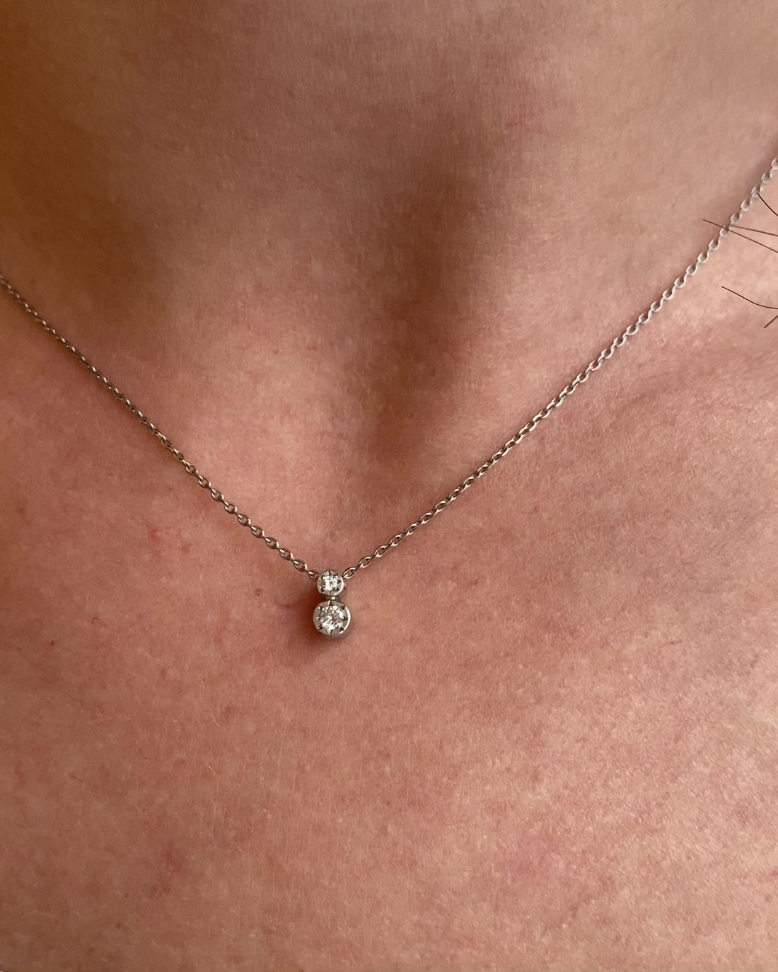 Collier Or Gris 18 carats &amp; Diamants 0.07 carat &quot;Emy&quot;