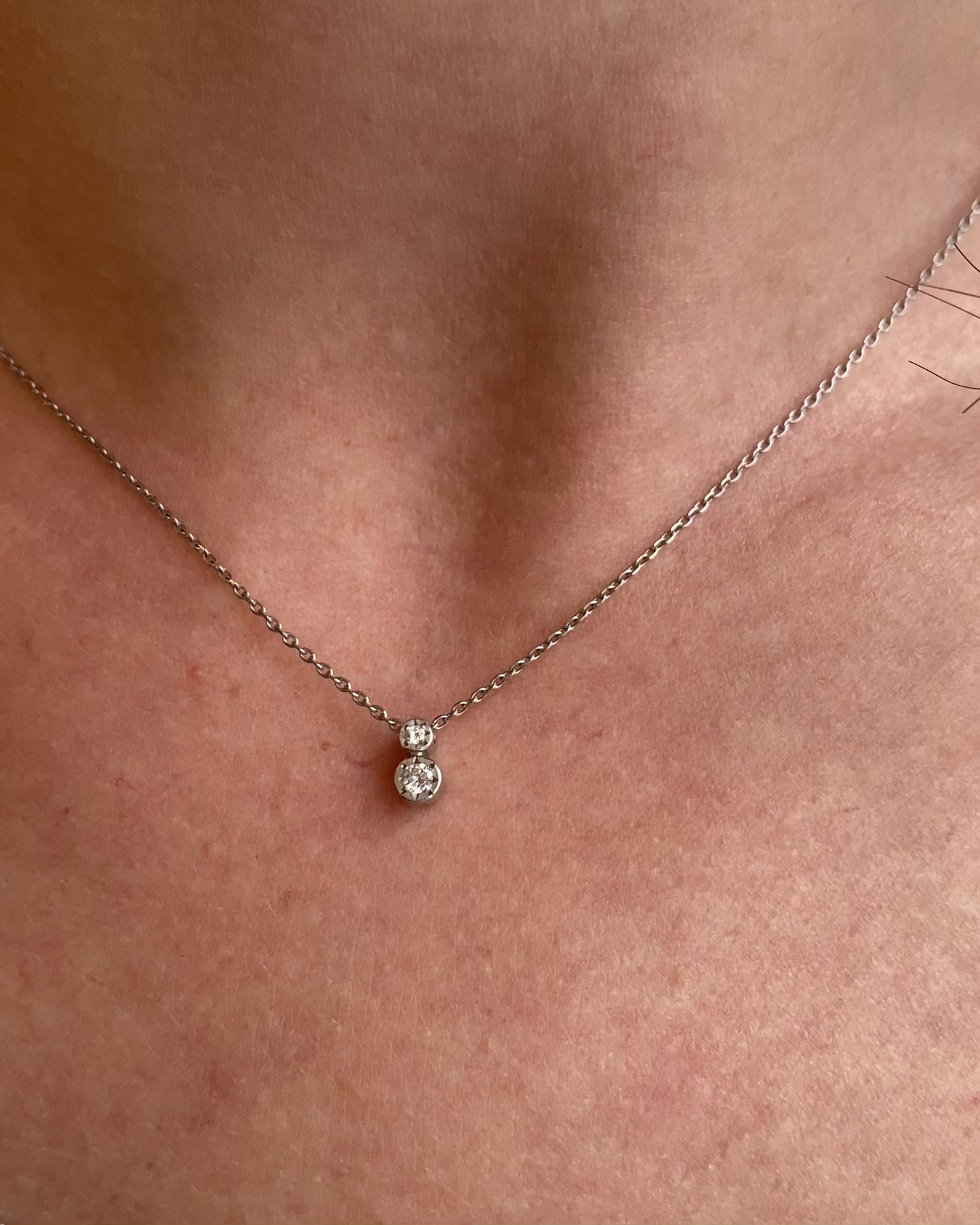 Collier Or Gris 18 carats &amp; Diamants 0.07 carat &quot;Emy&quot;