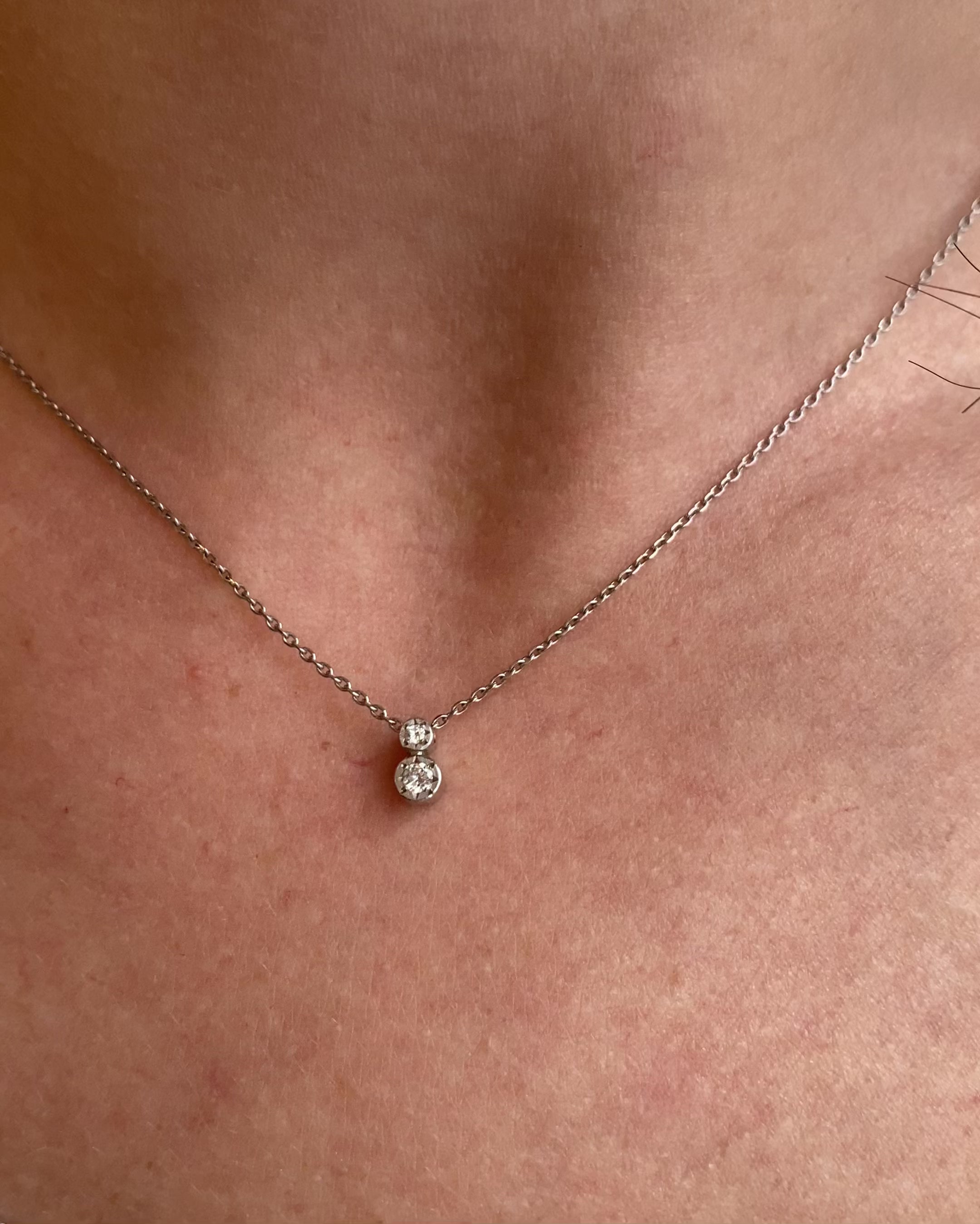 Collier Or Gris 18 carats &amp; Diamants 0.07 carat &quot;Emy&quot;
