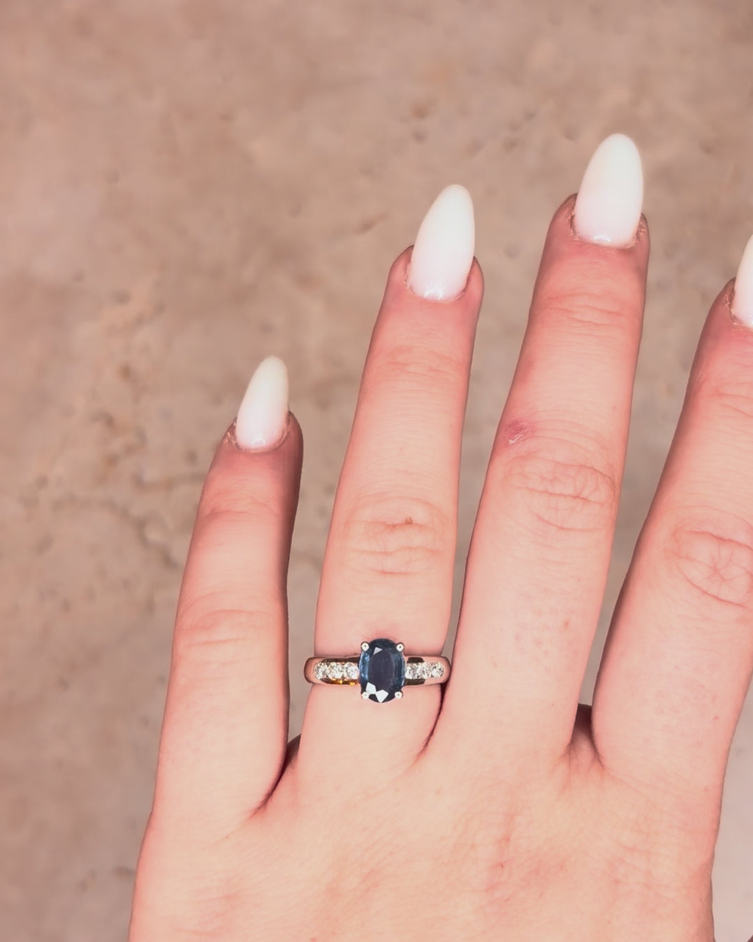 Solitaire Sapphire 1 Carat &amp; Diamonds Ring "Gina"