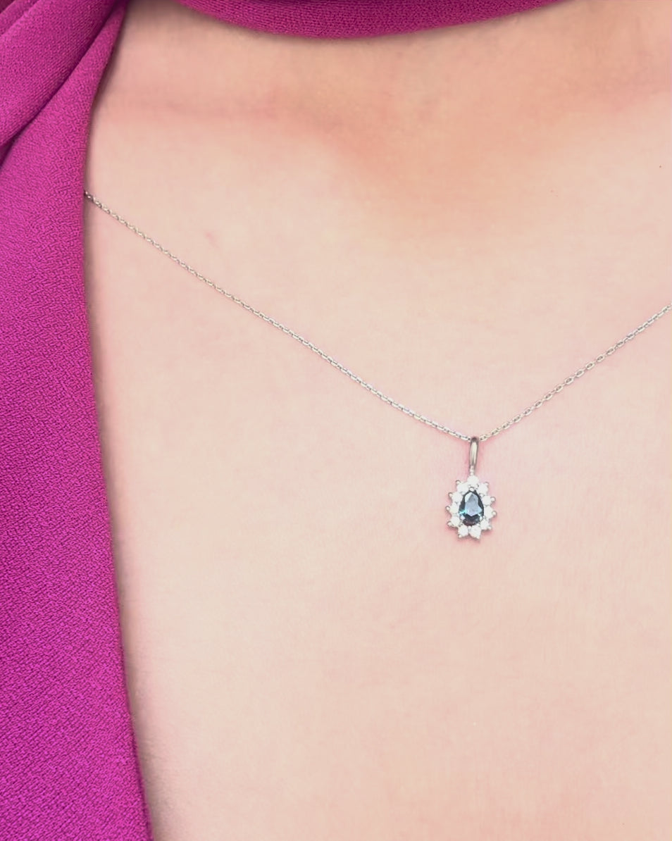 Pendentif Marguerite Saphir &amp; Diamants "Anita"
