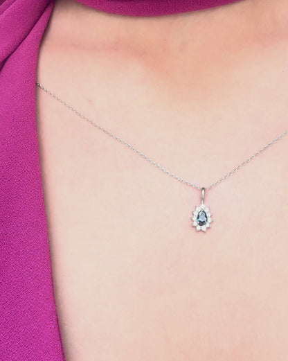 Pendentif Marguerite Saphir &amp; Diamants "Anita"