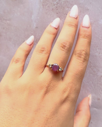 Rose Sapphire Trilogy Ring 1.46 carat &amp; Diamonds 0.24 carat "Molly"