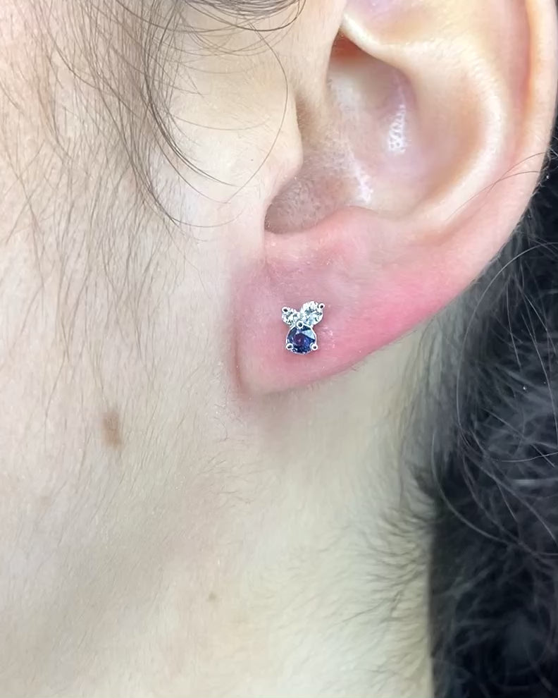 Pendientes de zafiros 0.30 quilates y diamantes "Elise"