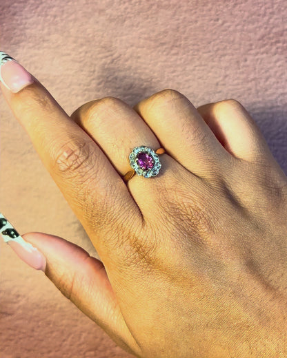 Pink Tourmaline and Diamond Daisy Ring "Sandy"