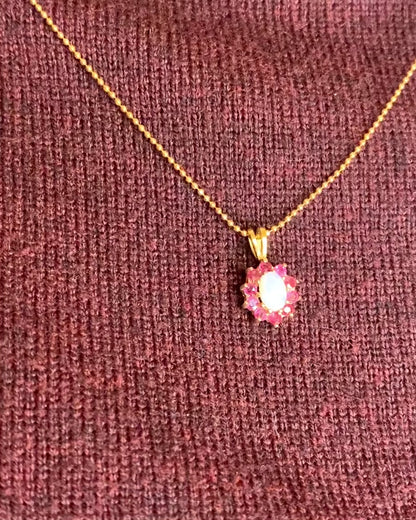 Daisy Opal &amp; Ruby Pendant "Éléonore"