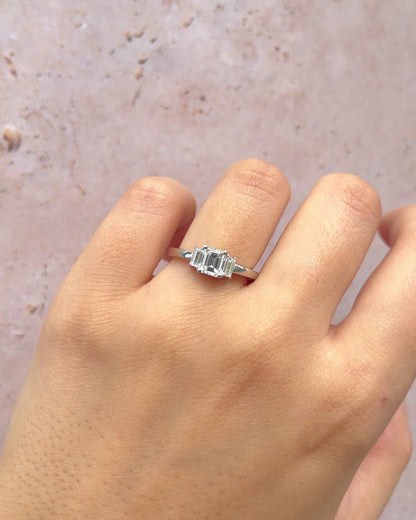 Emerald Cut Diamond Trilogy Ring 1.08 Carat "Anouck"