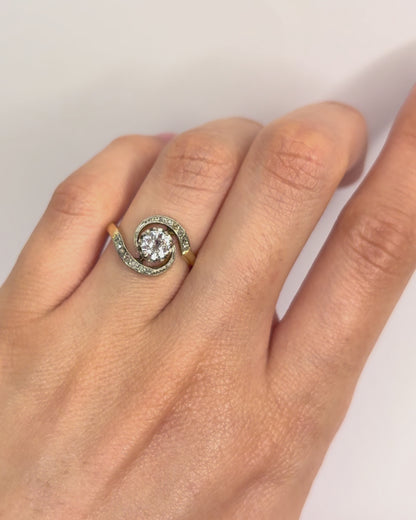 Bague Tourbillon Style Art Nouveau Diamants "Anaëlle"