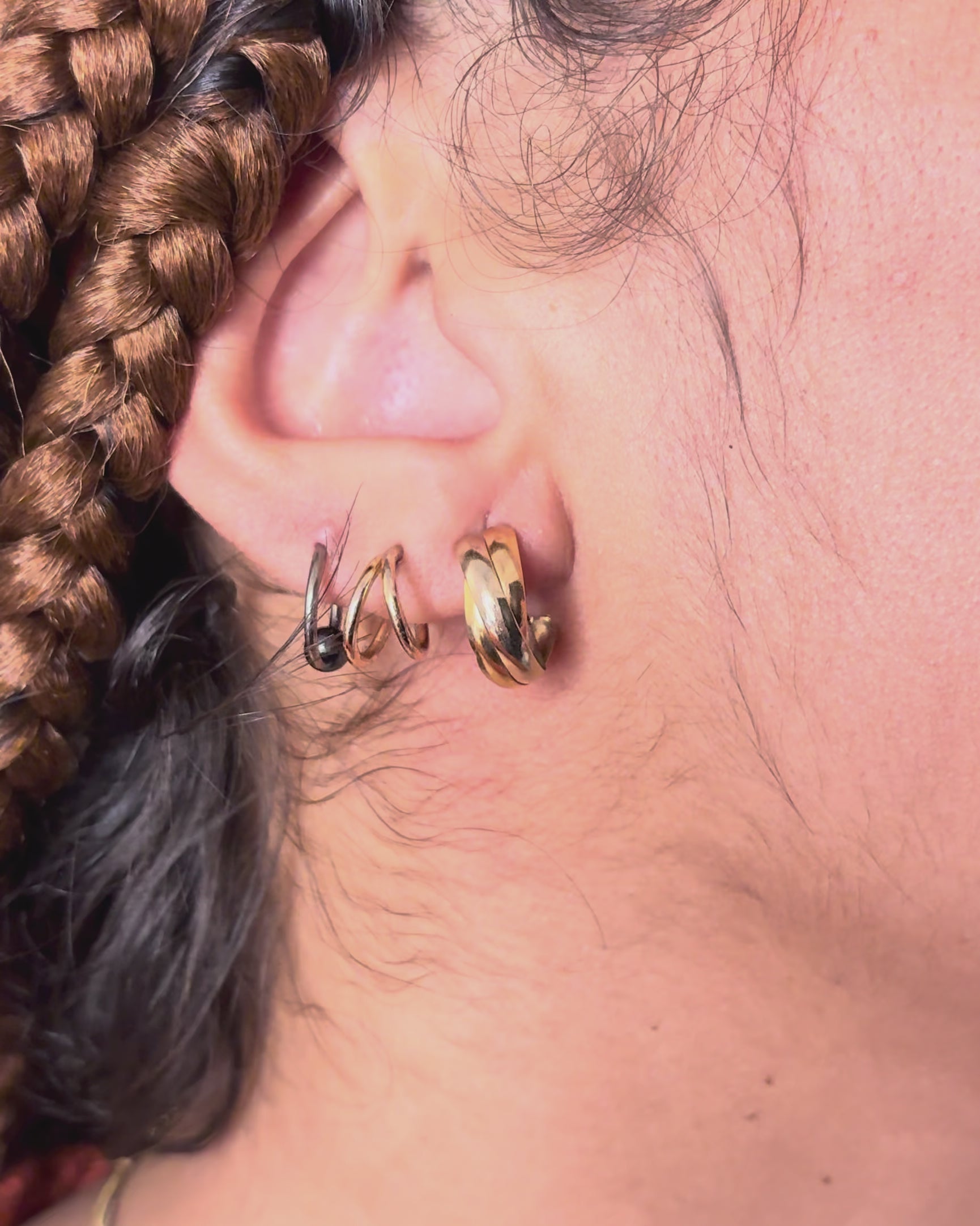 18 Carat Three Gold Hoop Earrings "Ézia"