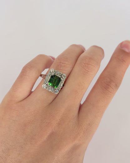 Daisy Ring Tourmaline 2.22 carats &amp; Diamonds 0.60 carat "Reina"