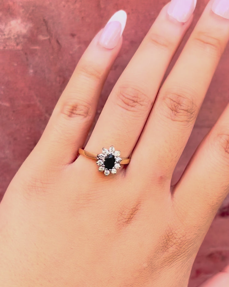 Bague Marguerite Saphir 0.70 carat &amp; Diamants 0.40 carat "Maryline"