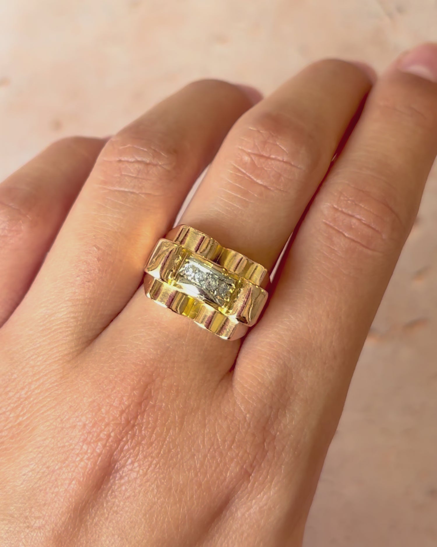 Bague Tank Diamants &amp; Or 18 carats 7.66g "Billie"