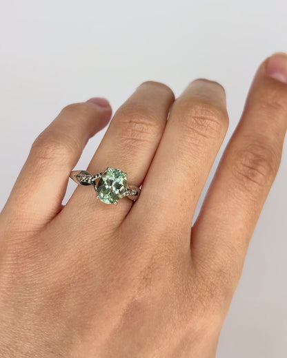 Bague Solitaire Tourmaline Verte 2.30 carats &amp; Diamants "Rita"