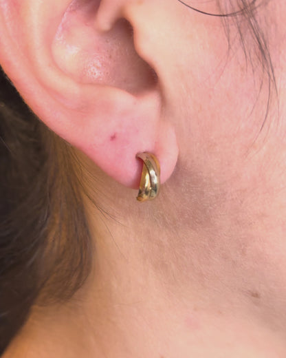 Pendientes de media argolla tres oros 18 quilates &quot;Alina&quot;