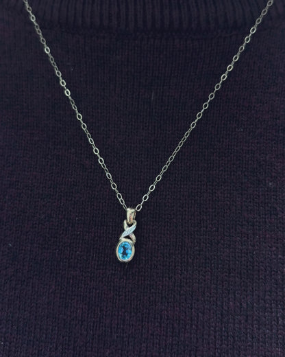 Pendentif Topaze &amp; Diamant &quot;Cyrielle&quot;