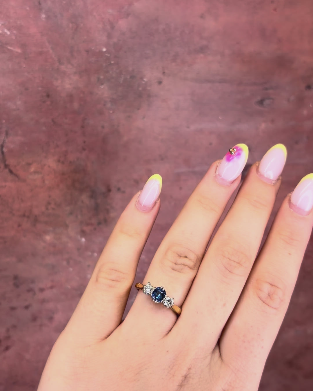 “Lydia” 0.61-carat Sapphire &amp; Diamond Trilogy Ring