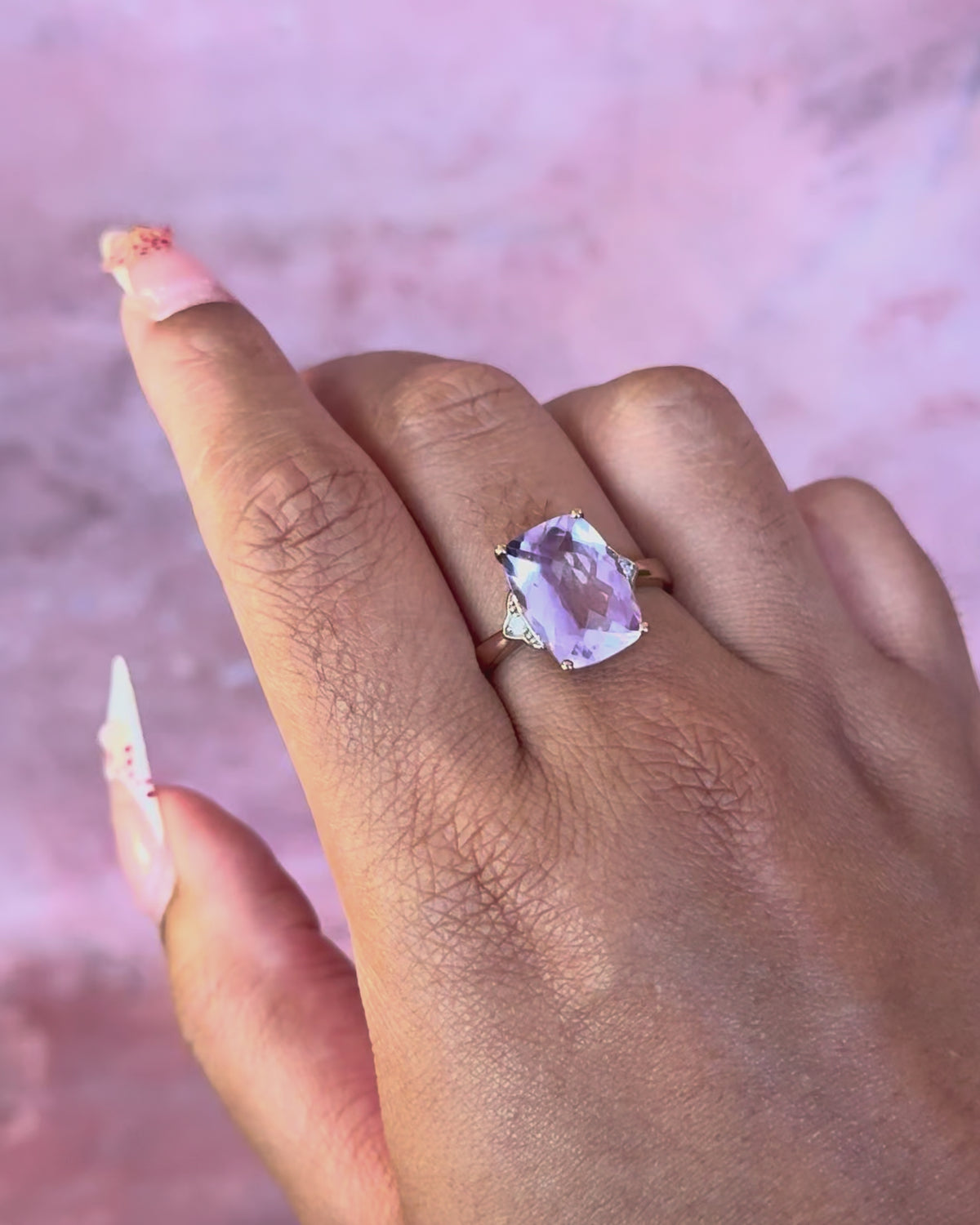 Amethyst Cocktail Ring 5.52 Carats &amp; Diamonds "Virginie"