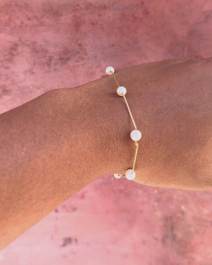 Pulsera de perlas y oro de 18 quilates «Eleonore»