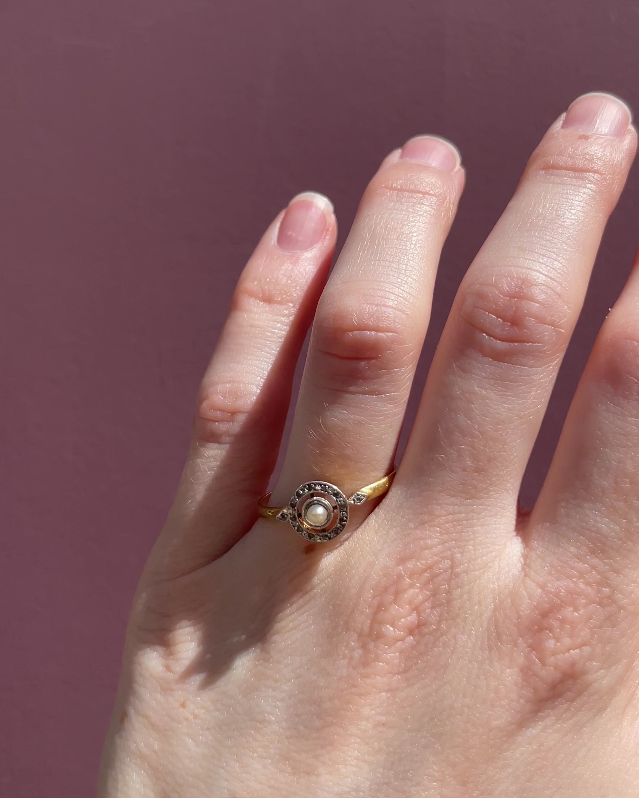 Bague Marguerite Art-Déco Perle &amp; Diamants "Samantha"