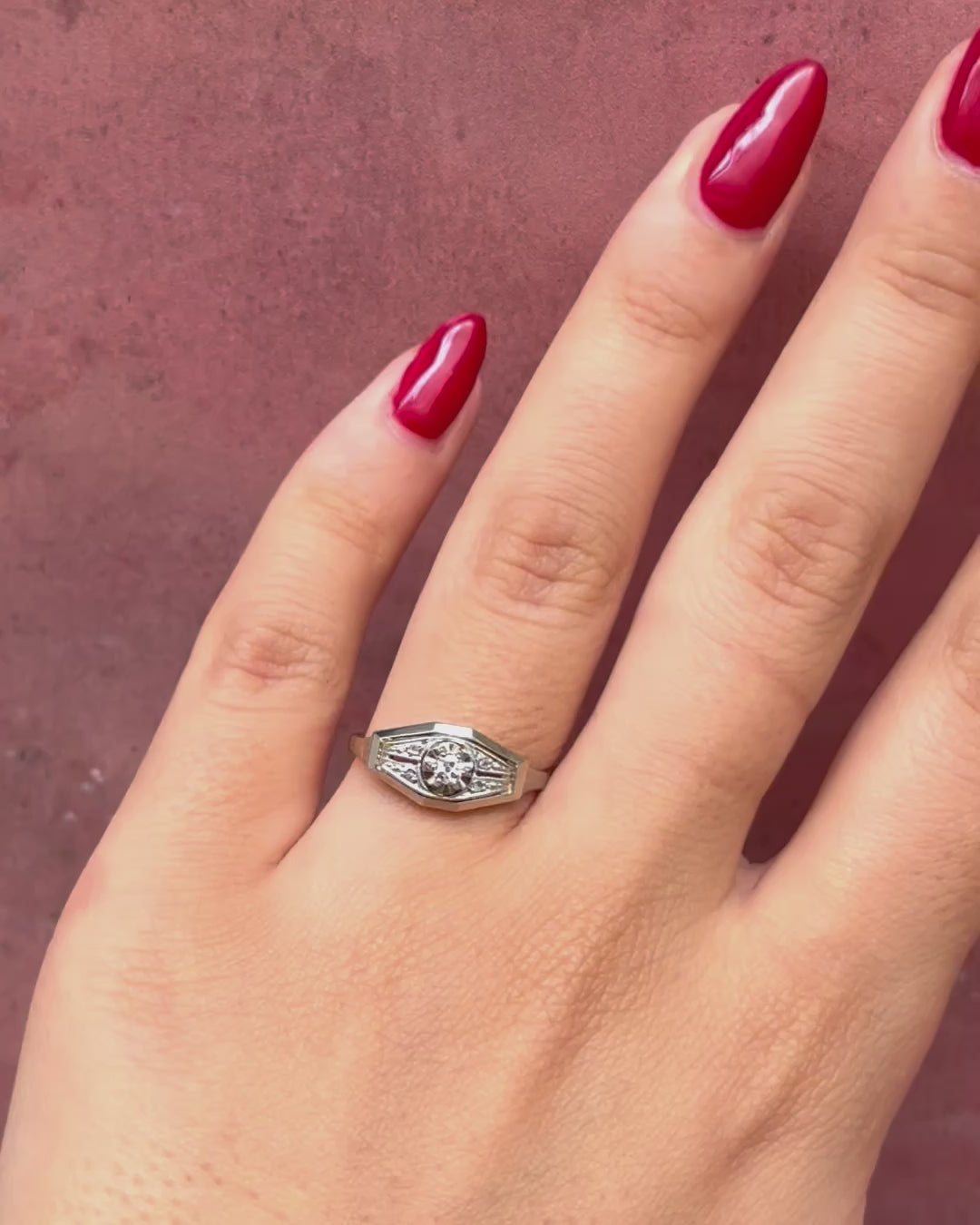Anillo art déco de diamantes «Lédio»