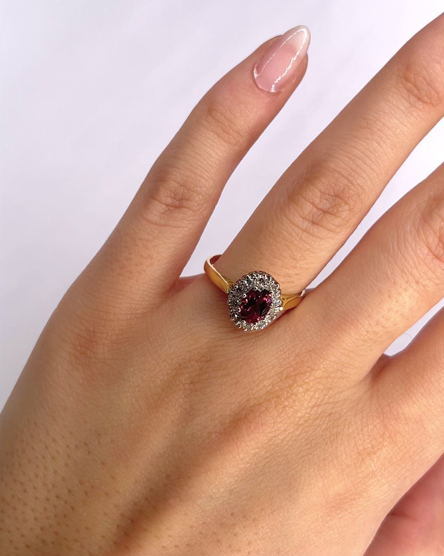 Marguerite Ring Pink Tourmaline 0.85 Carat &amp; Diamonds 0.30 Carat "Cornelia"