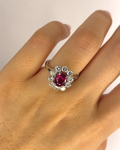 Marguerite Ring Pink Tourmaline 0.95 Carat &amp; Diamonds 0.90 Carat "Coralie"