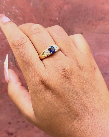 Bague Trilogie Jonc Saphir 1 carat &amp; Diamants 0.48 carat "Ornella"